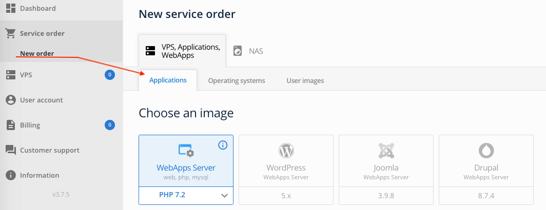 WebApps server - The Order
